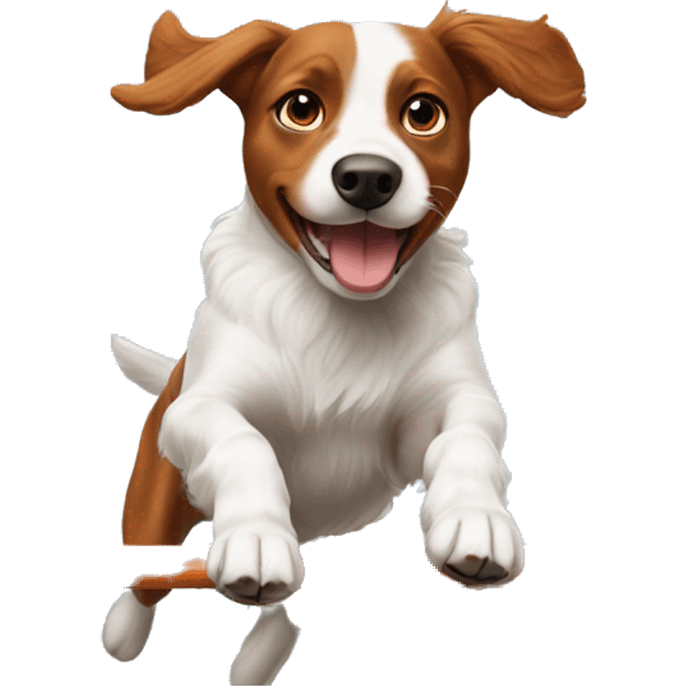 brittany dog agility jumping over bar jump emoji