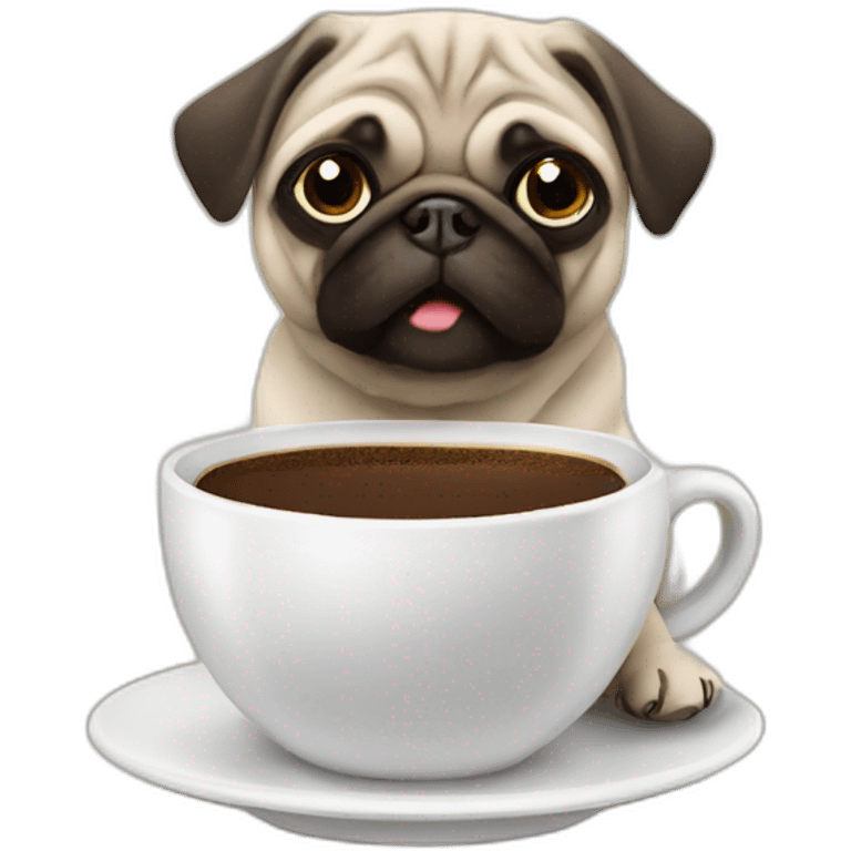 pug drinking coffee emoji