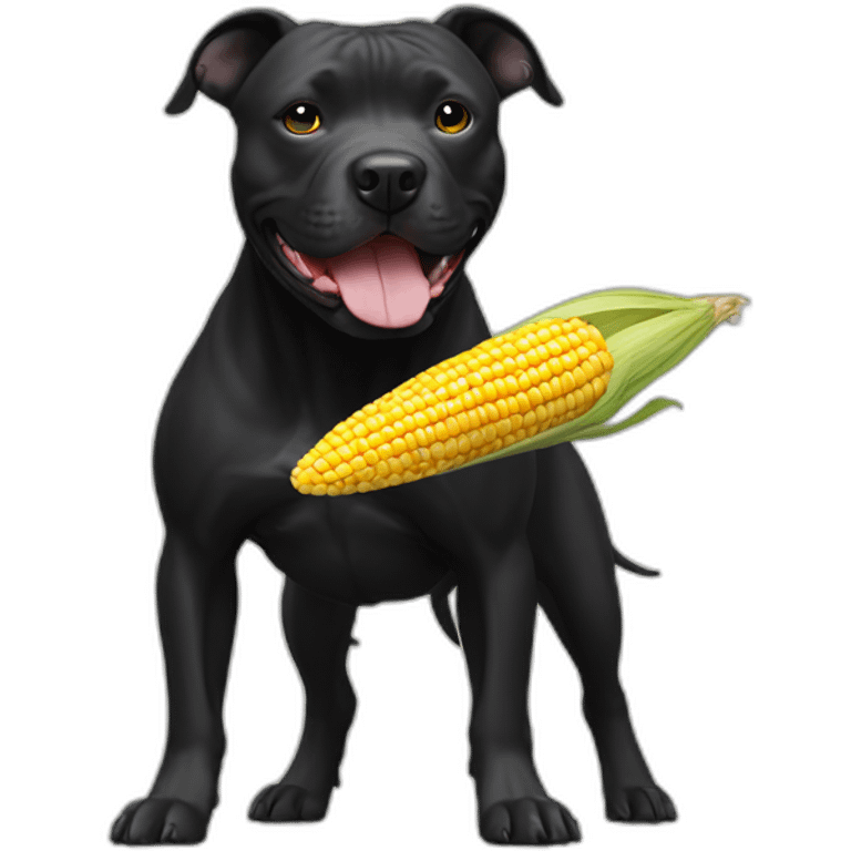 All black pit bull with corn toy emoji