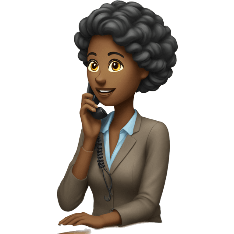 An african american female on the front desk on the phone emoji