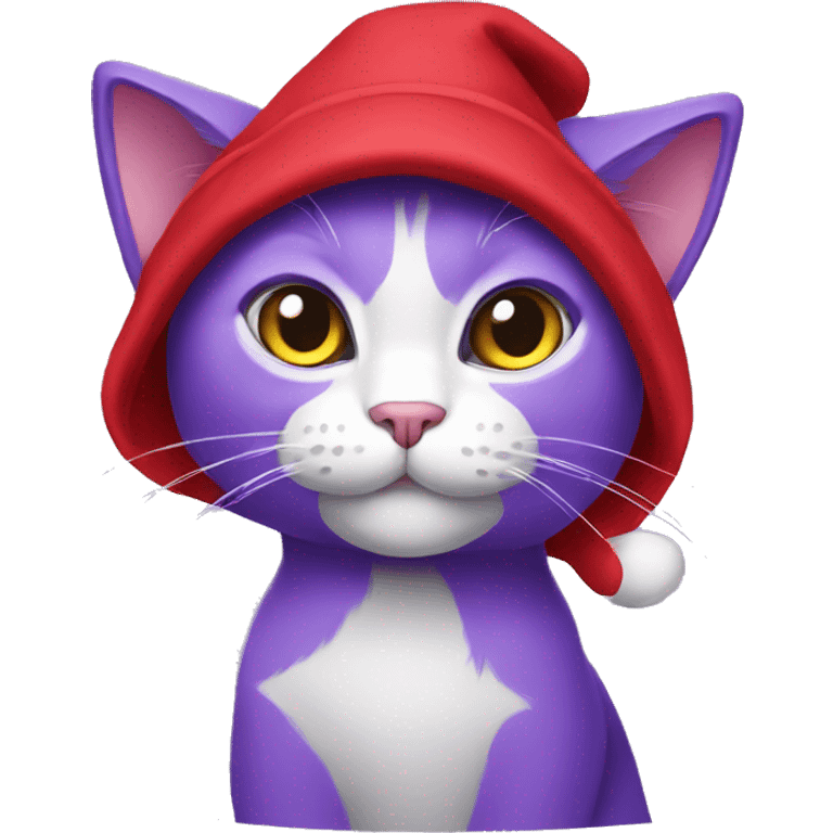 purple cat in red cap pointing  emoji