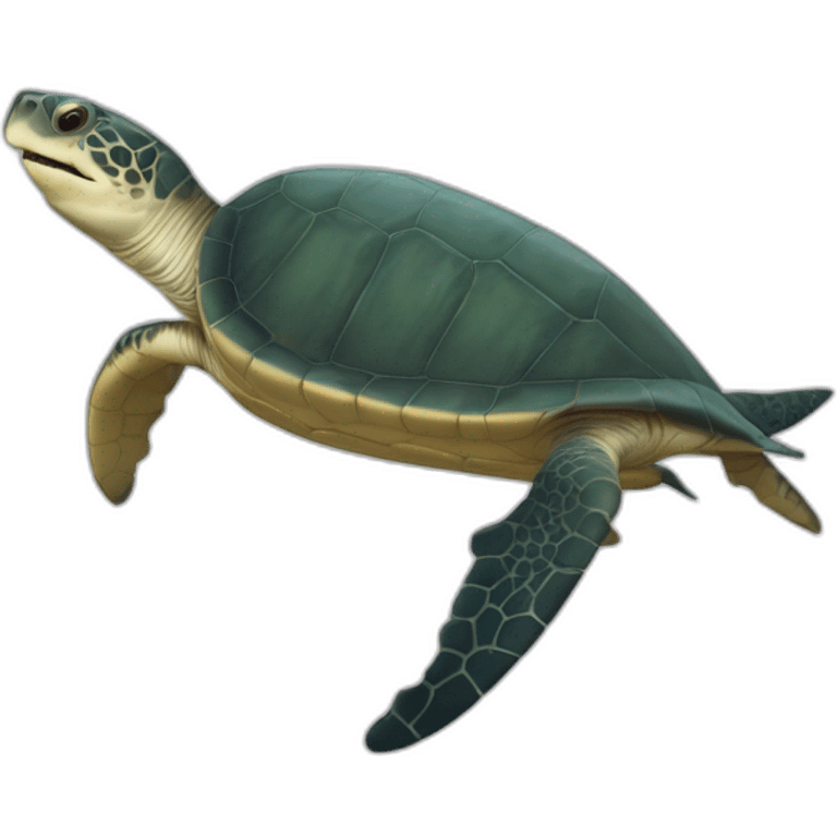 Une tortue donne la nouritture a un requin emoji