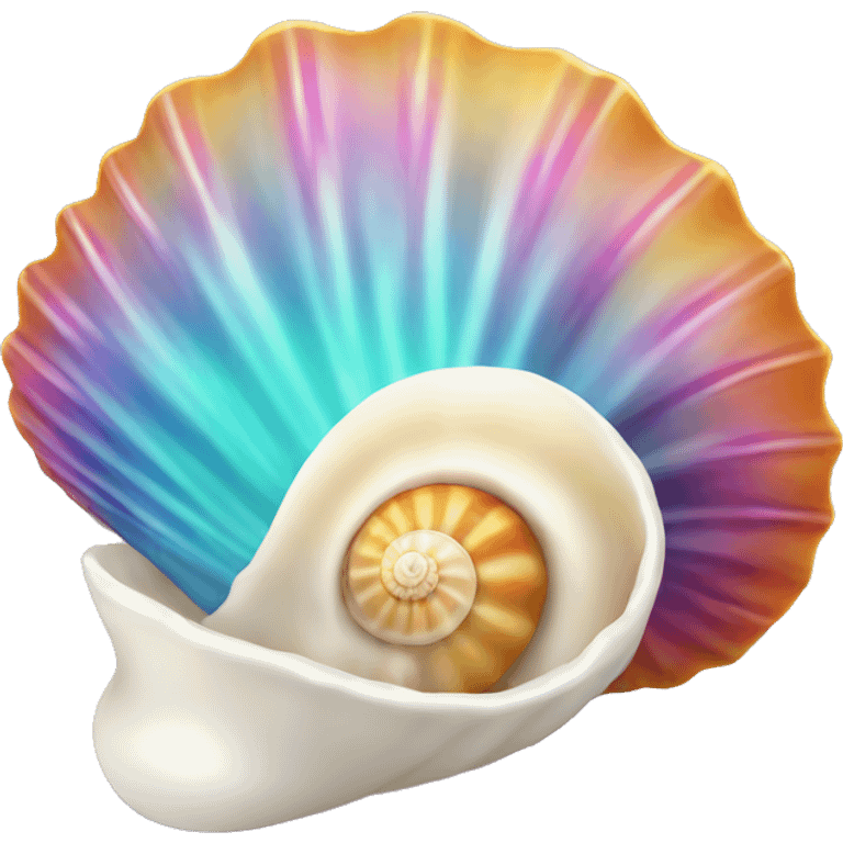 Colorfull sea shell with a pearl  emoji