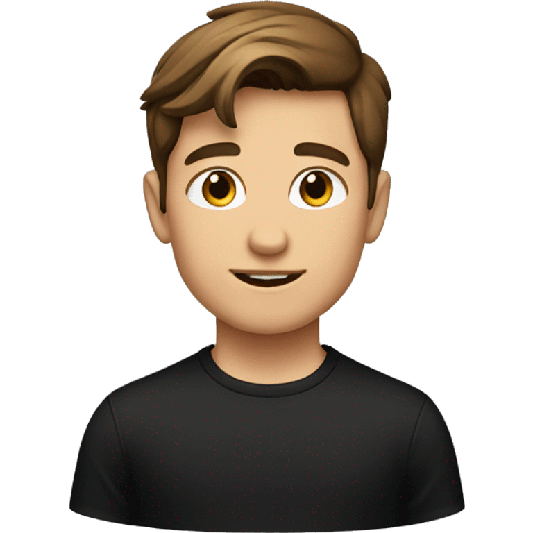 confident boy with brown hair in black shirt emoji