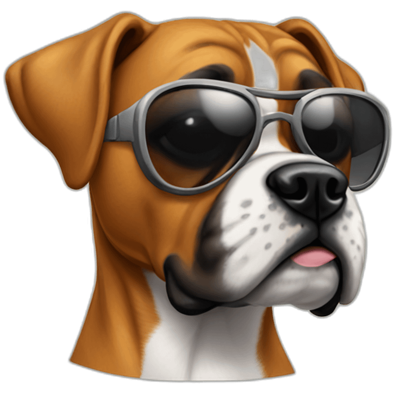 boxer dog with sun glasses on its bum emoji