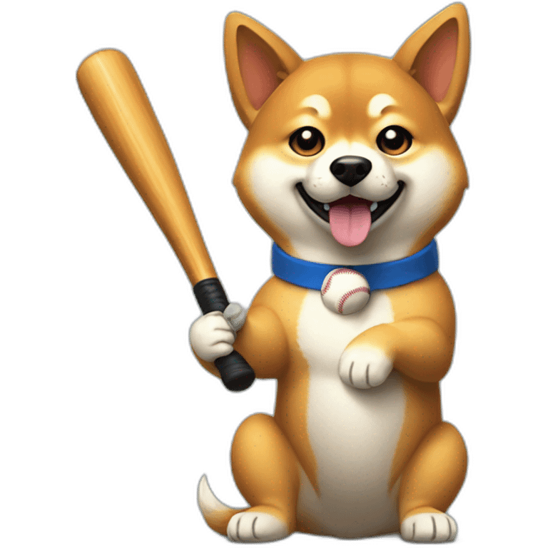 shiba inu holding a baseball bat, sitting emoji