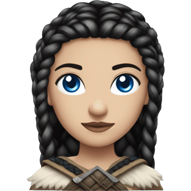 Shield maiden with Black hairbraid and blue eyes emoji