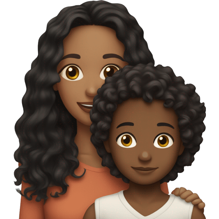 me with my 4-year-old son. I’m a Colombian woman with long wavy black hair and hazel eyes. My son, mixed French, Congolese, and Colombian, has slightly darker skin, curly hair on top, short sides, and black eyes.” emoji