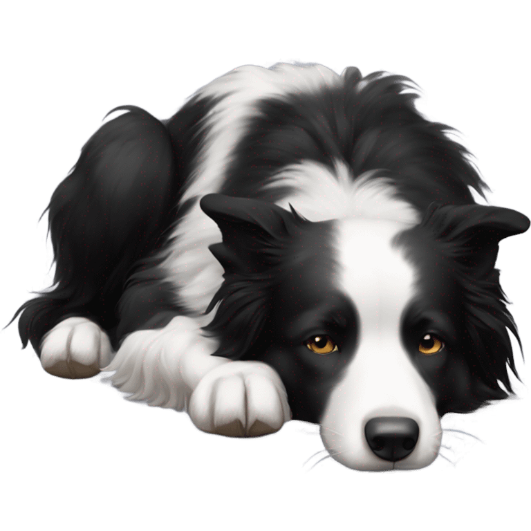 Sleeping black and white border collie emoji