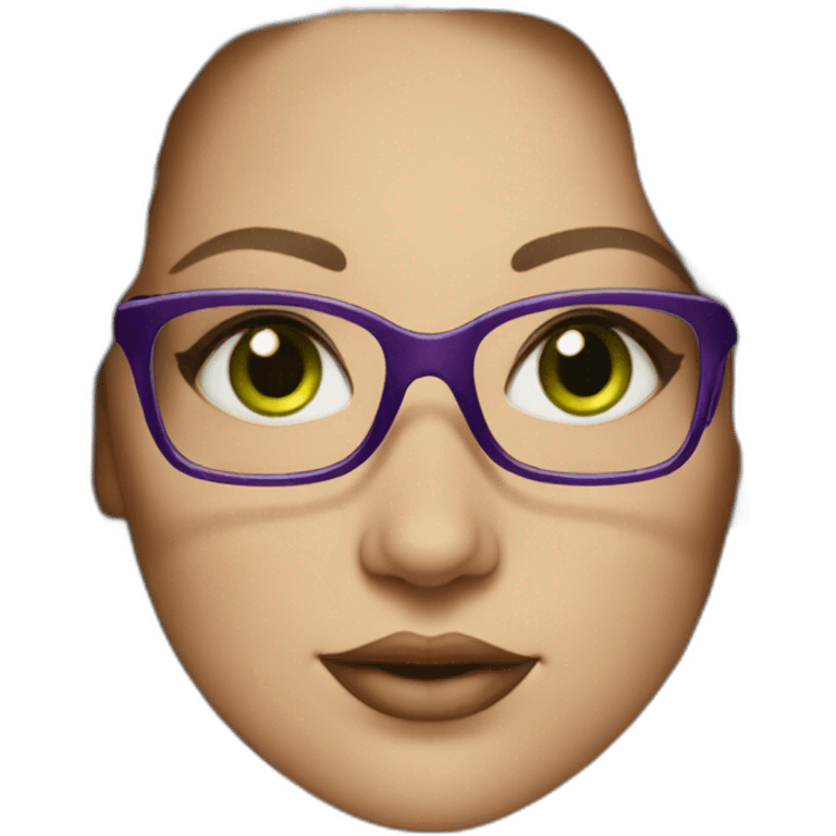 White-curvy-woman-purple-long-wavy-hair-green-eyes-square-glasses emoji