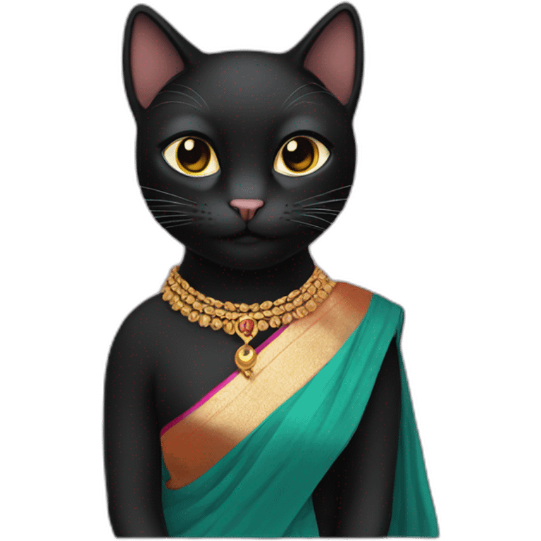 Black cat wearing saree emoji