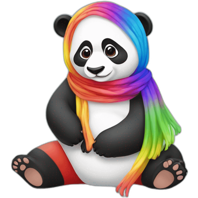 Rode panda met nog een rode panda en allebei een Rainbow sjaal om emoji