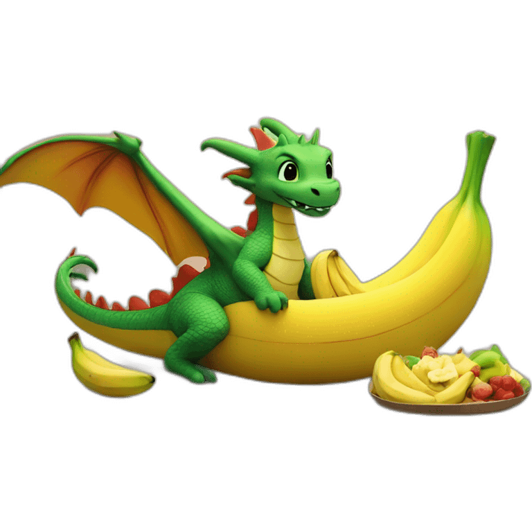 Dragon On Beach Eating Banana 8K HD emoji