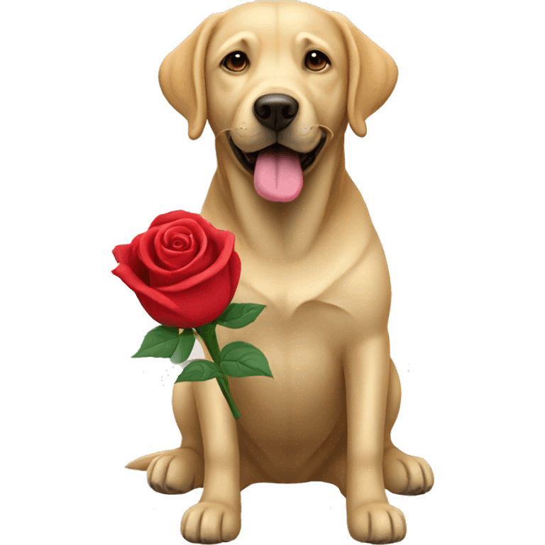 Labrador holding a rose emoji