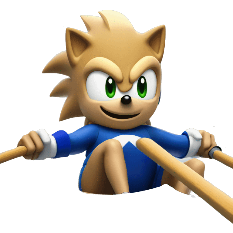 sonic the hedgehog rowing in a single scull boat emoji