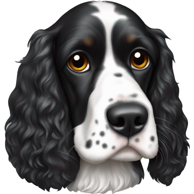 black and white english cocker spaniel eith nose spots emoji