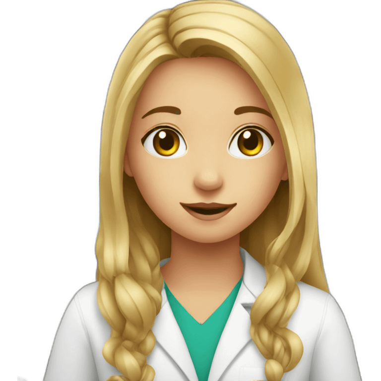 young girl with long hair working in a pharmacy emoji