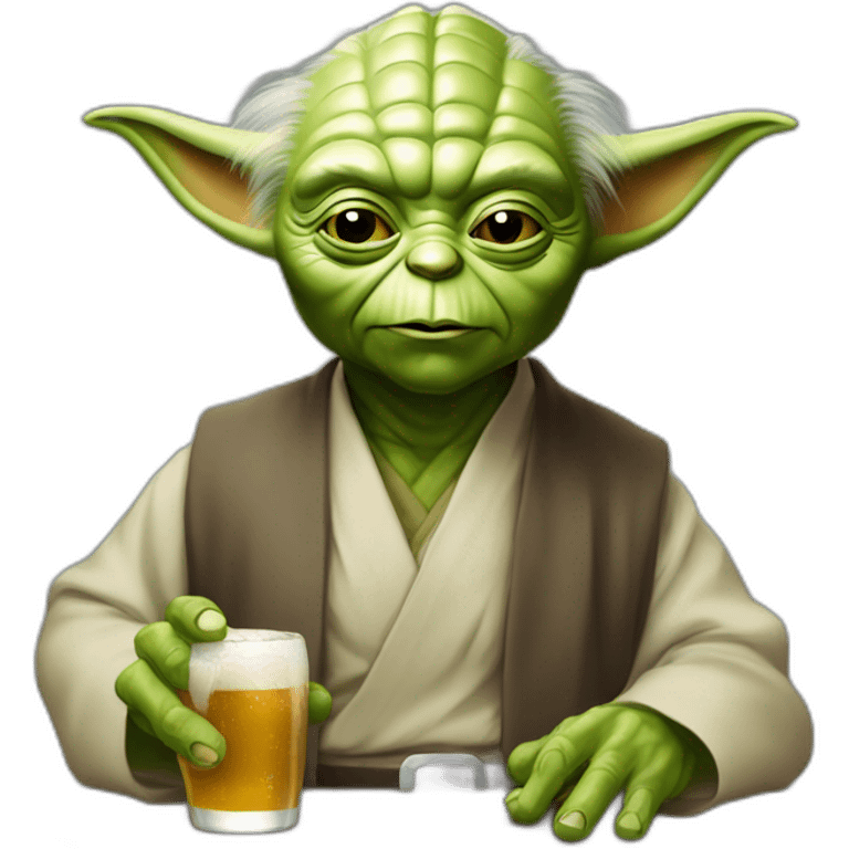 Maitre yoda avec des bières emoji