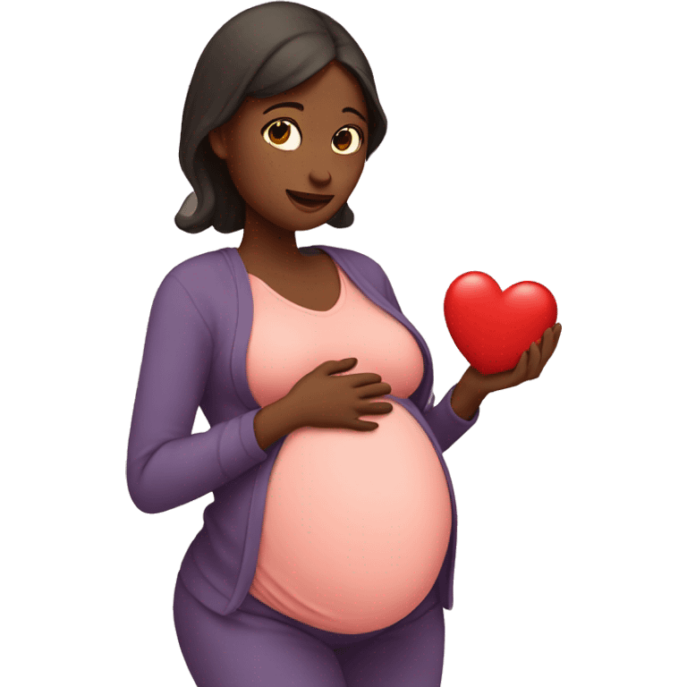 pregnant woman showing a heart emoji