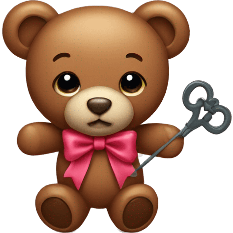 Teddy bear with a pick bow emoji