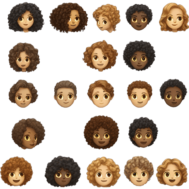 Multiple women and men with curly hair hair diverse  emoji