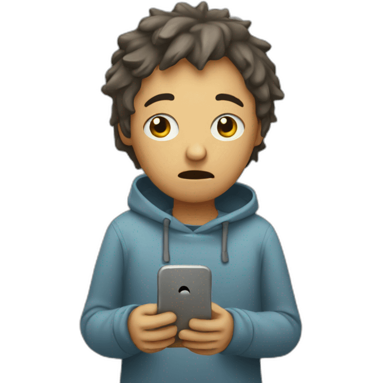 distressed person looking at their phone emoji