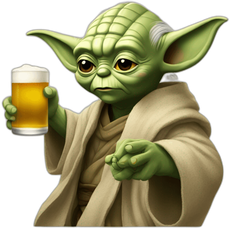 Yoda drinking tow beers emoji