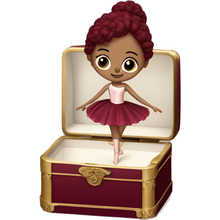 burgundy music box with ballerina emoji