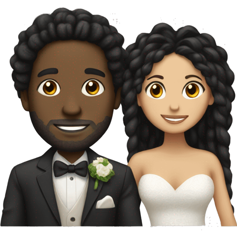 Black guy with dreadlocks marrying Latina black haired girl emoji