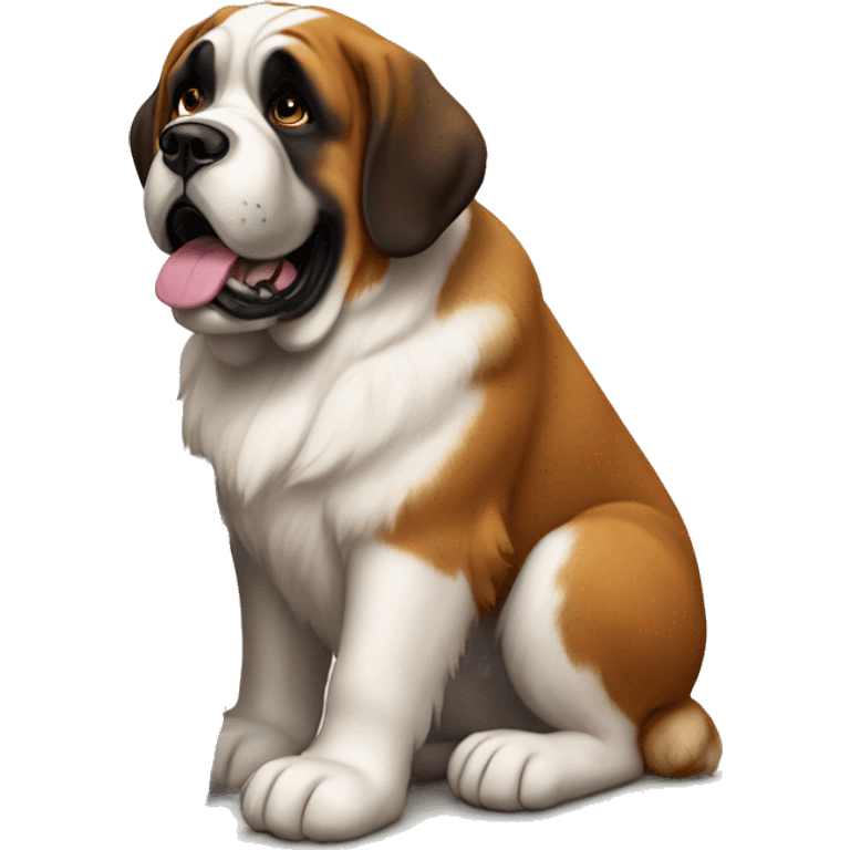 St Bernard with whiskey barrel around neck emoji