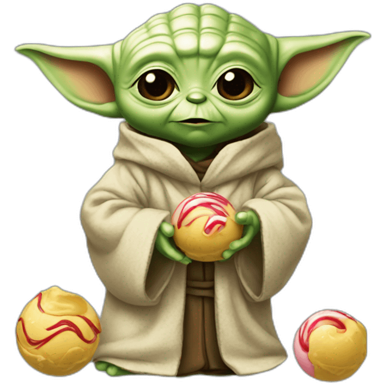 Bébé Yoda with bonbons emoji