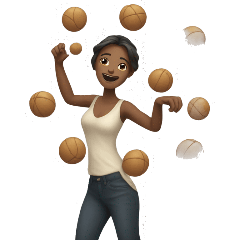 a female happily juggling emoji