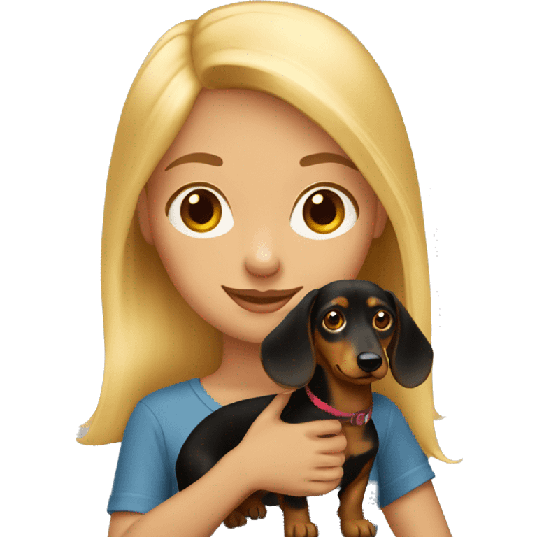 blonde girl with daschund  emoji