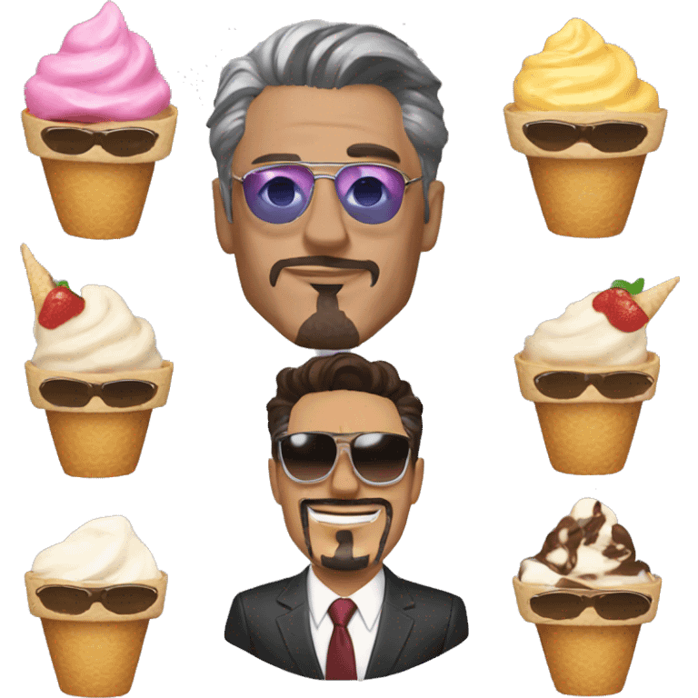 Tony stark with sunglasses and ice cream emoji