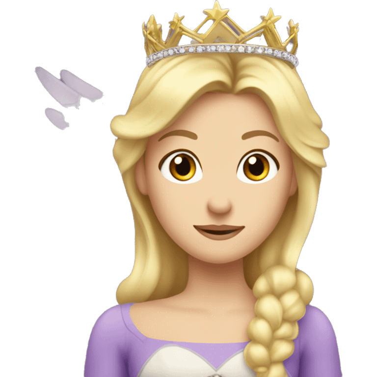 Caucasian, blonde princess wearing princess crown that does not look like a halo in a purple dress and she has angel wings  emoji