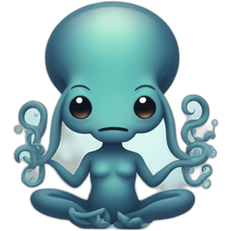 Cute kraken cute face eyes closed making yoga emoji