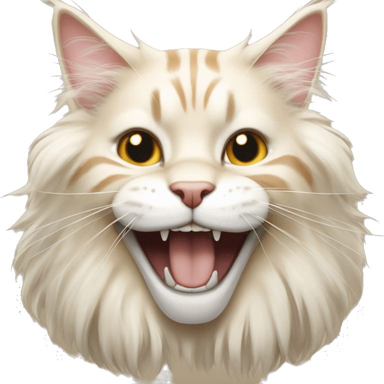 cream colored maine coon smile with teeth emoji