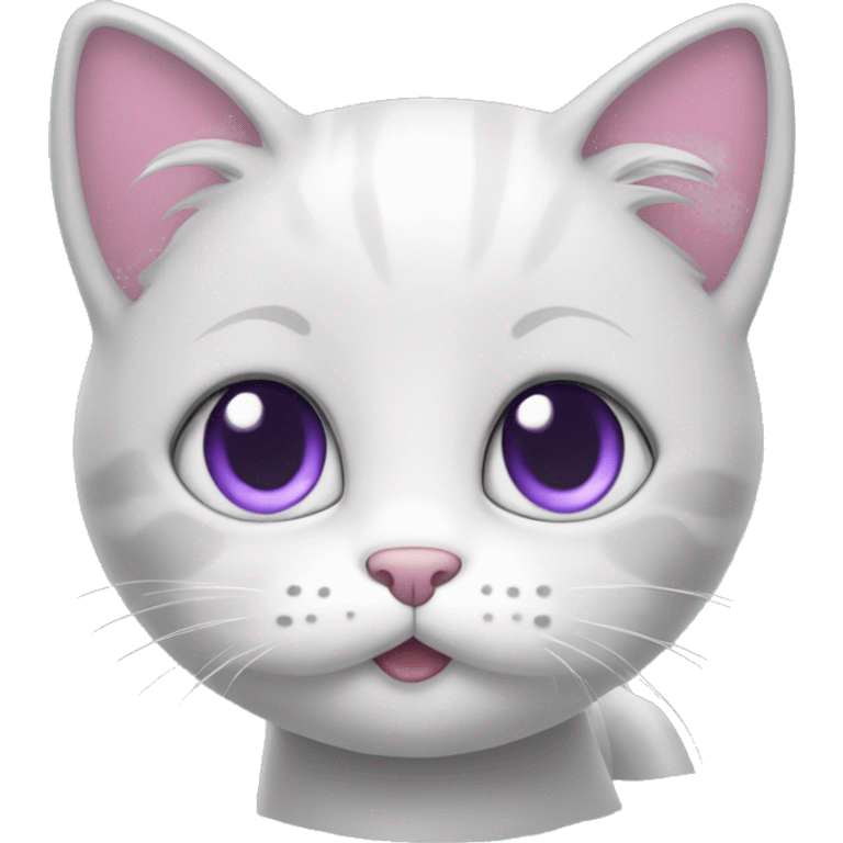 adorable lilac kitty with cute face emoji