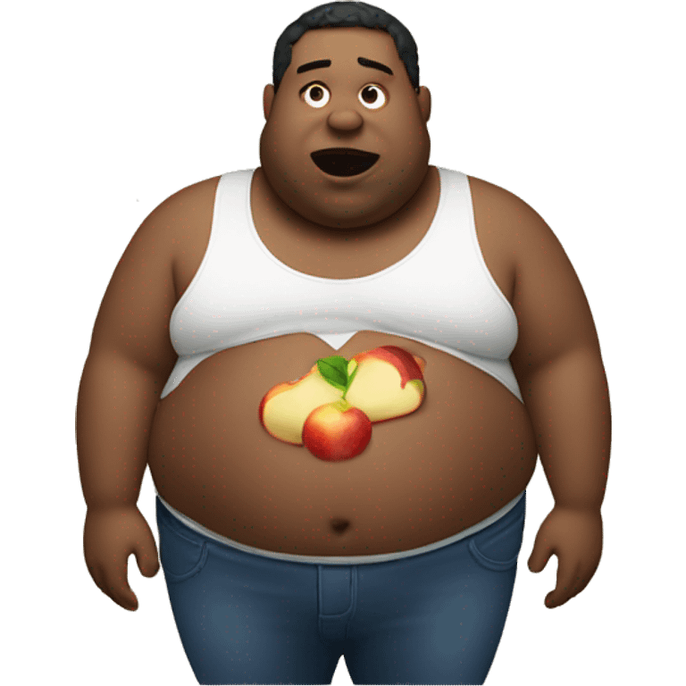 fat man eating an apple emoji