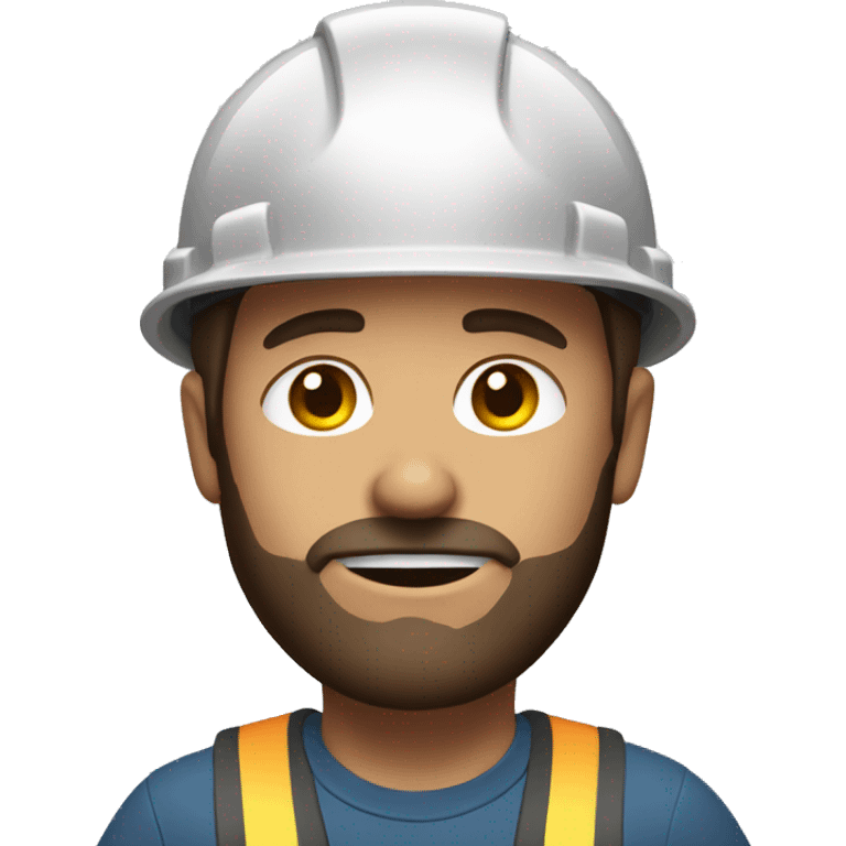 Brown haired construction men with charcoal on the face emoji