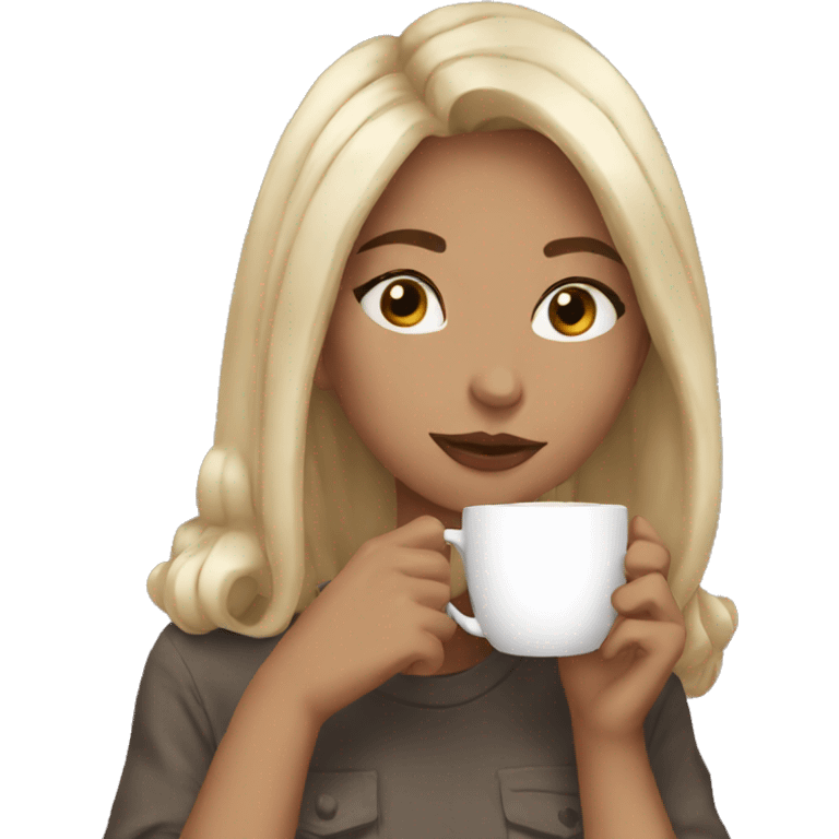 Aesthetic girl drinking coffee emoji