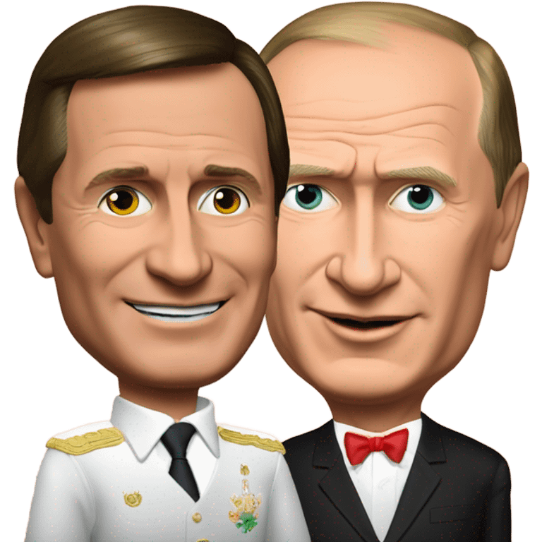 Vladimir Putin and Gerhard Schröder with classic shrimp cocktail  emoji