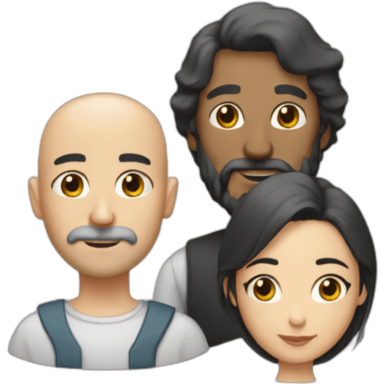 bald man with a gray beard and a thin woman with long black hair emoji