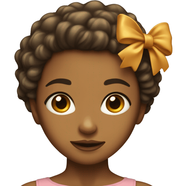 A caramel skined girl with short kinky hair and a bow emoji