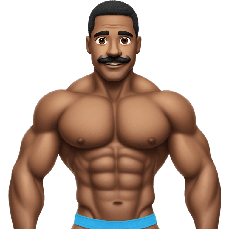 gay bodybuilder with mustache in jockstrap realistic emoji