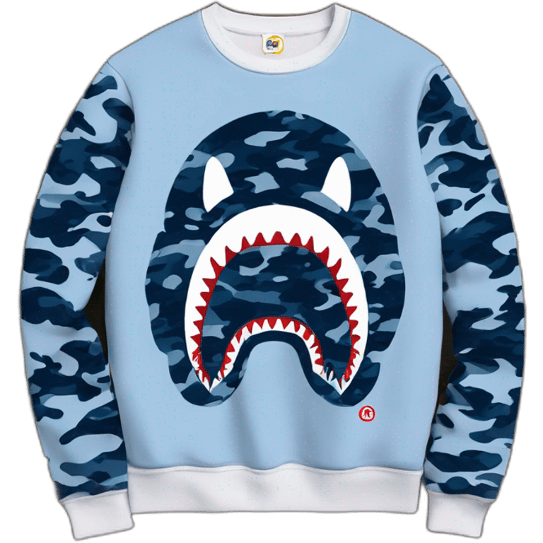 Bape x shark camo blue sweat shirt emoji