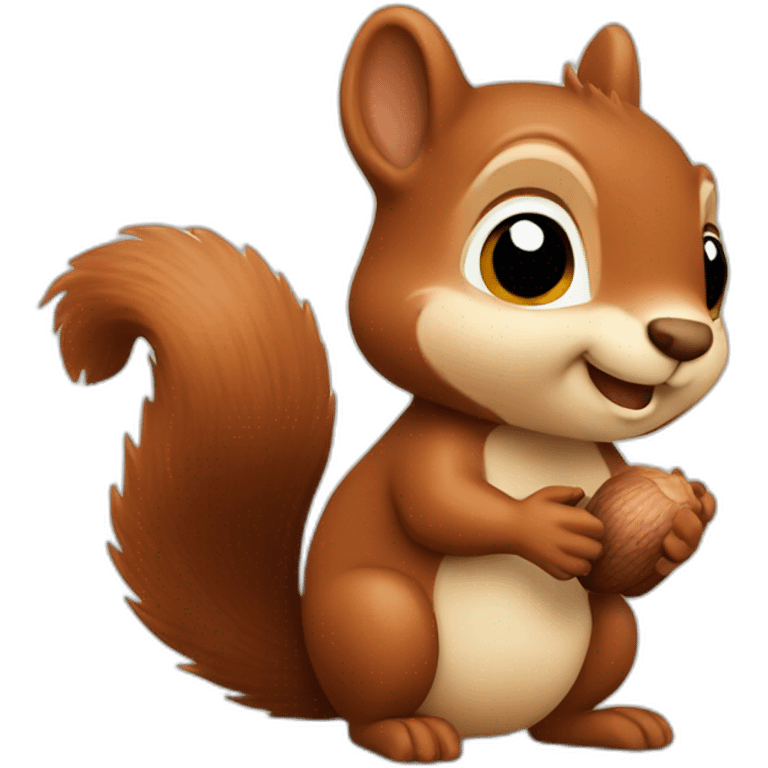 Cute brown squirrel holding an acorn  emoji