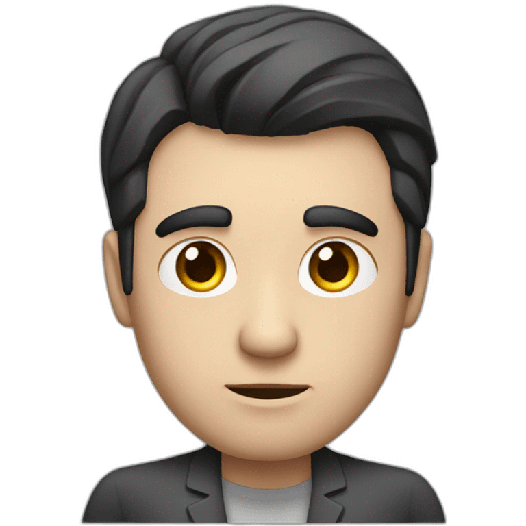 Hypnotherapist man with dark hair pointing serious face emoji