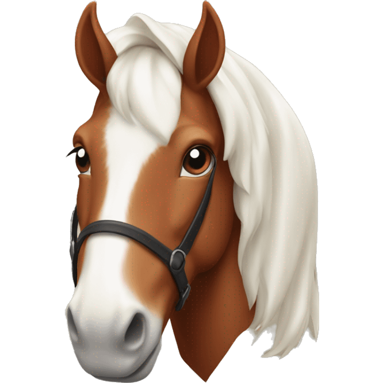 Chestnut and white horse with red antlers emoji