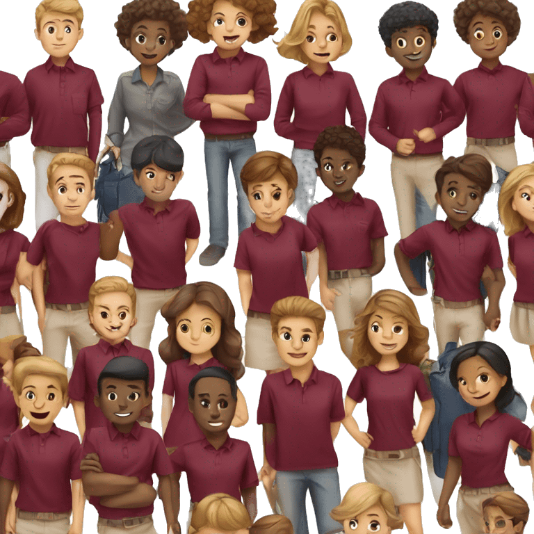 Burgandy shirt Primary school boy and girl emoji